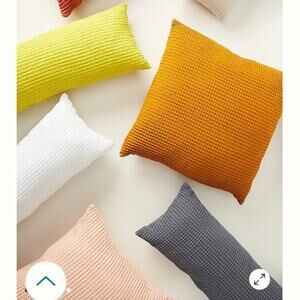 Anthropologie Woven Waffle Pillow 24 x 24 Gray NEW$ One Pillow